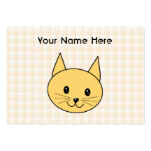 Cute Ginger Cat. Check background. Business Card