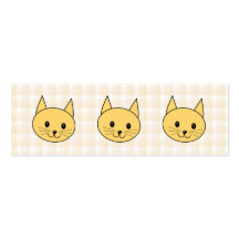Cute Ginger Cat. Check background. Business Card Template