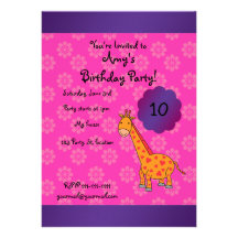 Cute giraffe birthday invitation