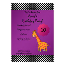 Cute giraffe birthday invitation
