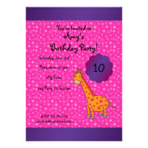 Cute giraffe birthday invitation