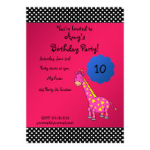 Cute giraffe birthday invitation