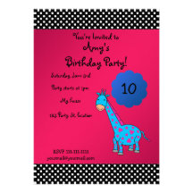 Cute giraffe birthday invitation