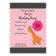 Cute giraffe birthday invitation