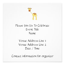 Cute Giraffe. Cartoon. Custom Invitation