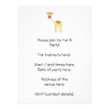 Cute Giraffe. Cartoon. Personalized Invite