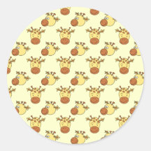 Cute Giraffe Pattern. Cartoon Animals. Round Stickers