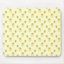 Cute Giraffe Pattern on Yellow. Mouse Mats