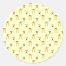 Cute Giraffe Pattern on Yellow. Round Sticker