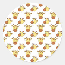 Cute Giraffe Pattern. Round Sticker