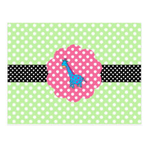 Cute giraffe polka dots post card
