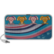 cute girl and boy puppies travel speaker