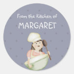 cute girl chef hat mixing bowl bakery food kitc... stickers