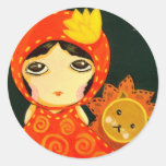 Cute Girl - Leopold  Won't Give Up Round Sticker