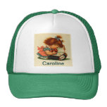Cute Girl reading a Book with Name Hat