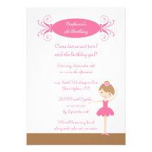 Cute girl's ballerina birthday party invitation