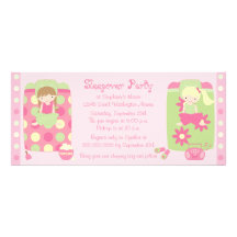 Cute girl's flower dots sleepover party invitation