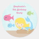 Cute girl's mermaids birthday party stickers