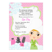 Cute Girls Spa Day Birthday Invitation