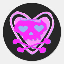 CUTE & GIRLY EMO SKULL & CROSSBONES STICKERS