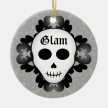 Cute girly gothic glam skull Halloween Christmas Ornament