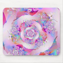 Cute Girly Pink Floral Vector Rose Mousepad