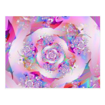 Cute Girly Pink Floral Vector Rose Post Cards