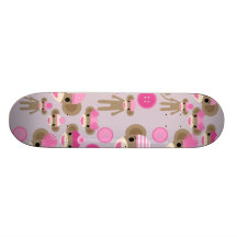 Cute Girly Pink Sock Monkey Girl Pattern Collage Skate Boards