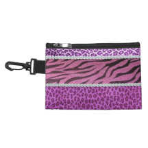 Cute Girly Purple Animal Print Diamond Accessories Bags