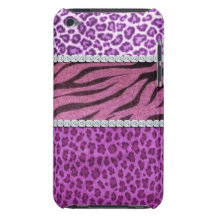 Cute Girly Purple Animal Print Diamond Barely There iPod Covers