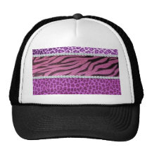 Cute Girly Purple Animal Print Diamond Hats