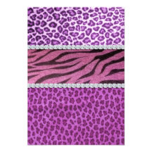 Cute Girly Purple Animal Print Diamond Invitations