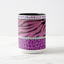 Cute Girly Purple Animal Print Diamond Mug