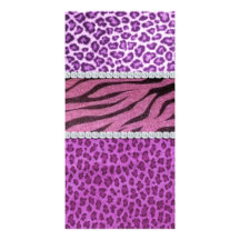 Cute Girly Purple Animal Print Diamond Custom Photo Card