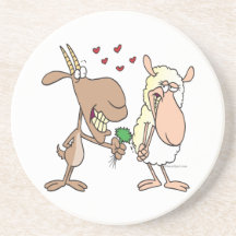 cute goat sheep love cartoon drink coaster