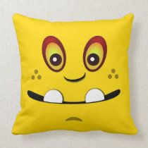 Cute Gold Monster Face w/ an Underbite pillows