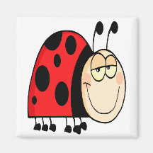 cute goofy cartoon grinning little ladybug fridge magnets