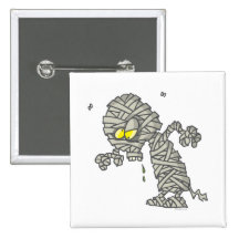 cute goofy mummy cartoon character buttons