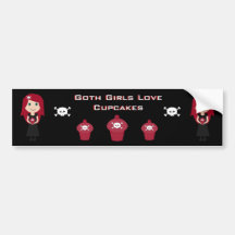 Cute Goth Girls Love Cupcakes Customisable Bumper Stickers