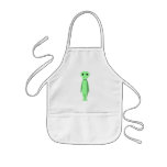 Cute Green Alien. Cartoon. Apron