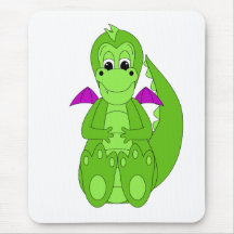 Cute Green And Purple Dragon Mousemat