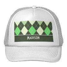 Cute Green Argyle Pattern Hat