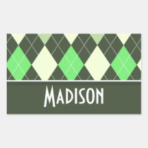 Cute Green Argyle Pattern Rectangle Stickers