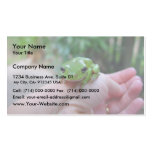 Cute Green Candid Frog On The Hand Business Card Templates