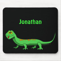 Cute Green Cartoon Lizard Kids Reptile Mouse Mats