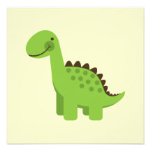 Cute Green Dinosaur Personalized Invitation