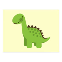 Cute Green Dinosaur Postcard