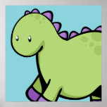 Cute Green Dinosaur Print