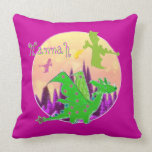 Cute Green Dragon with Name Hannah Pillow