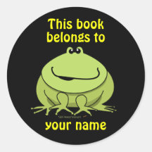 Cute Green Frog Custom Bookplates Stickers